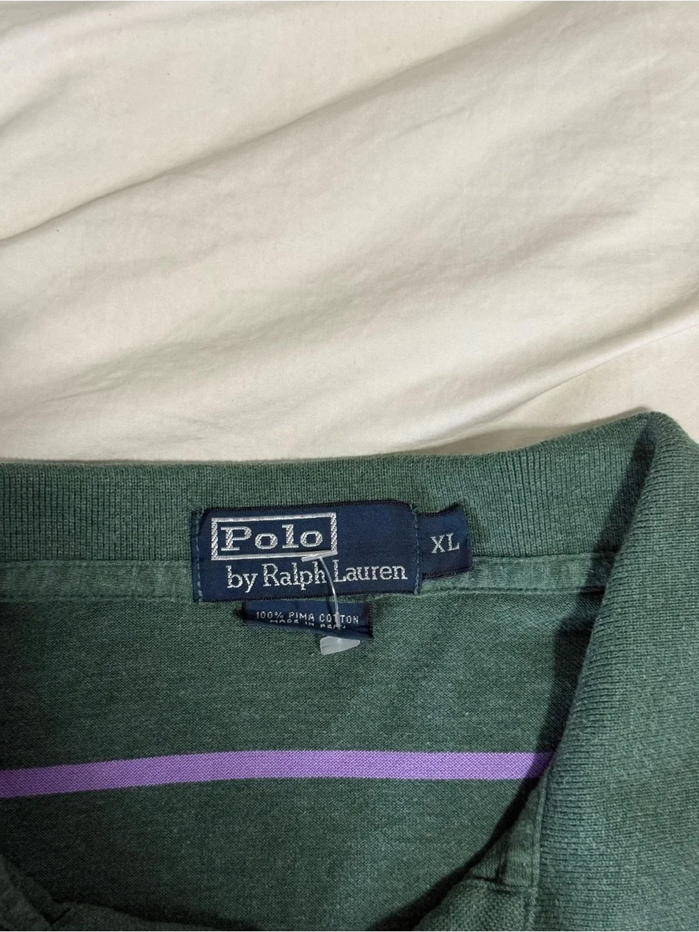 Ralph Lauren Green Polo with Purple Stripes